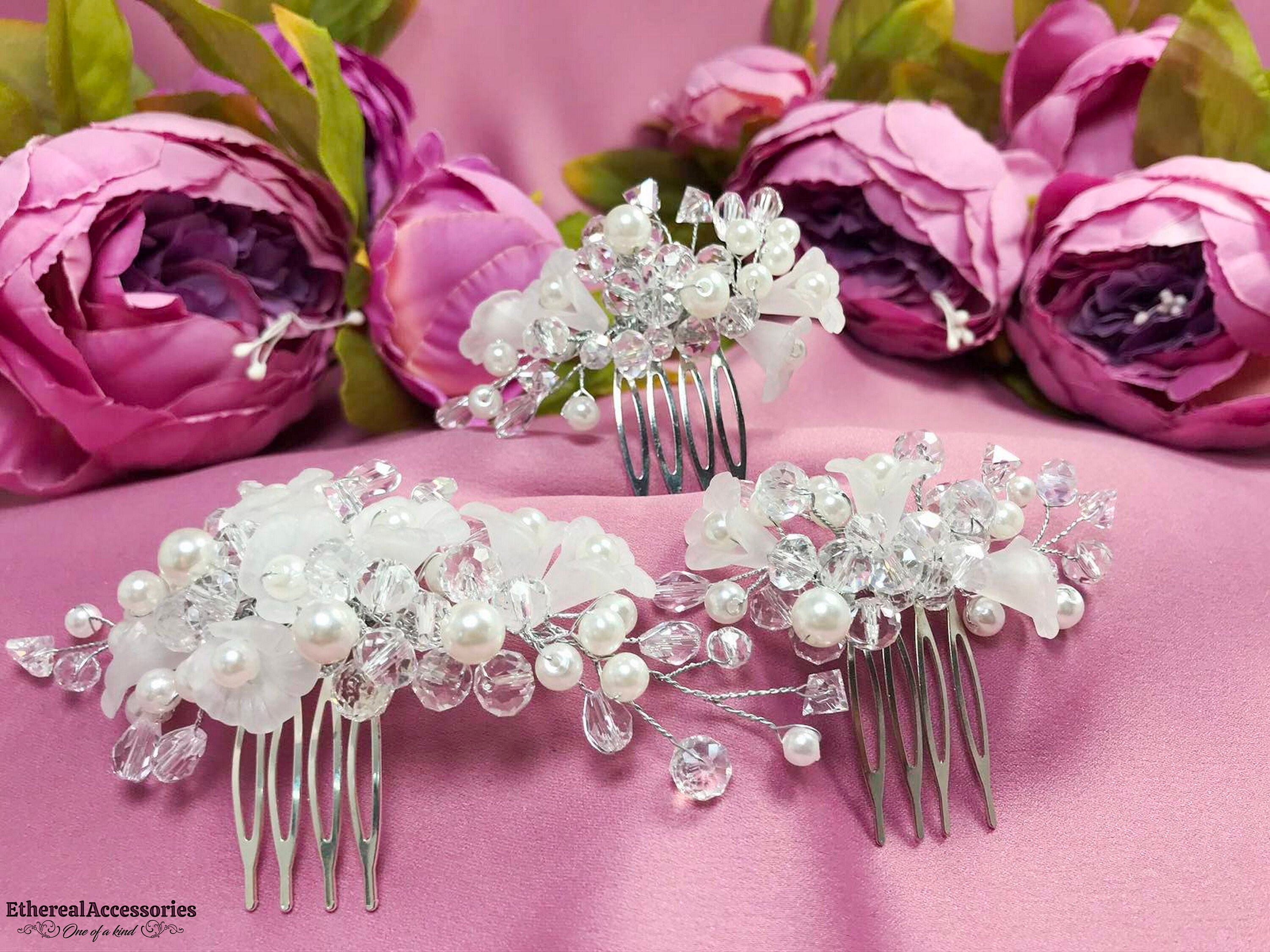 Set Wedding Hair Clips Bridal Luxury Hair Combs Handmade Etsy