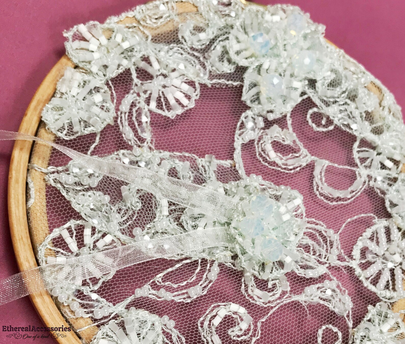 Bridal Ring Carrier With Very Light Mint Color Beaded Lace Etsy