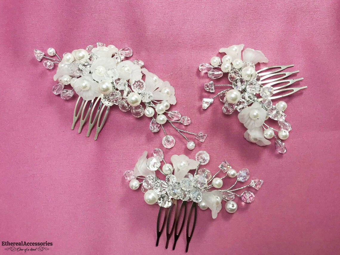 Set Wedding Hair Clips Bridal Luxury Hair Combs Handmade Etsy