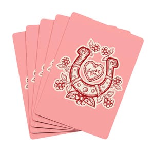Cartas de Baralho, Cartas de Poker Lucky You Horseshoe Western Chic Pink, Cartas de Baralho Western, Suprimentos para Noite de Jogo de Pôquer,