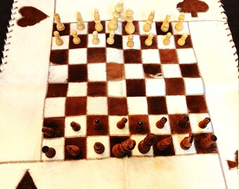 Unusual Brazilian Cowhide chess surface