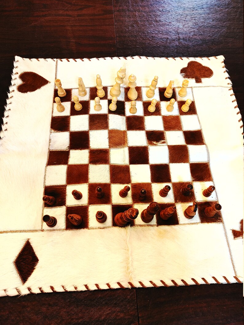 Unusual Brazilian Cowhide chess surface