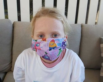 Children's Fun Design Face Mask - Handmade - Washable/Reuseable - Australian Made