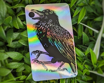 Pegatinas HOLO Cuervo. Cuervo arcoíris holográfico. Calcomanías adhesivas para el parachoques de la ventana del ordenador portátil de vinilo mate resistente al agua