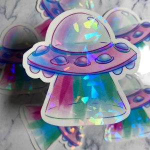 Holographic UFO Sticker