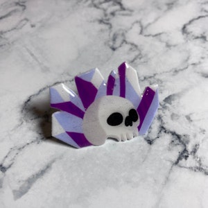 Skull and Crystals Handmade Pin