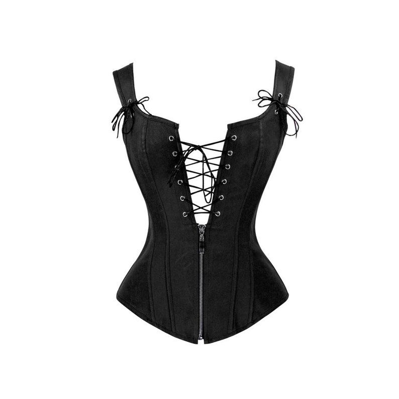PU Leather Black Corset Top With Garters Witch Costume - Etsy