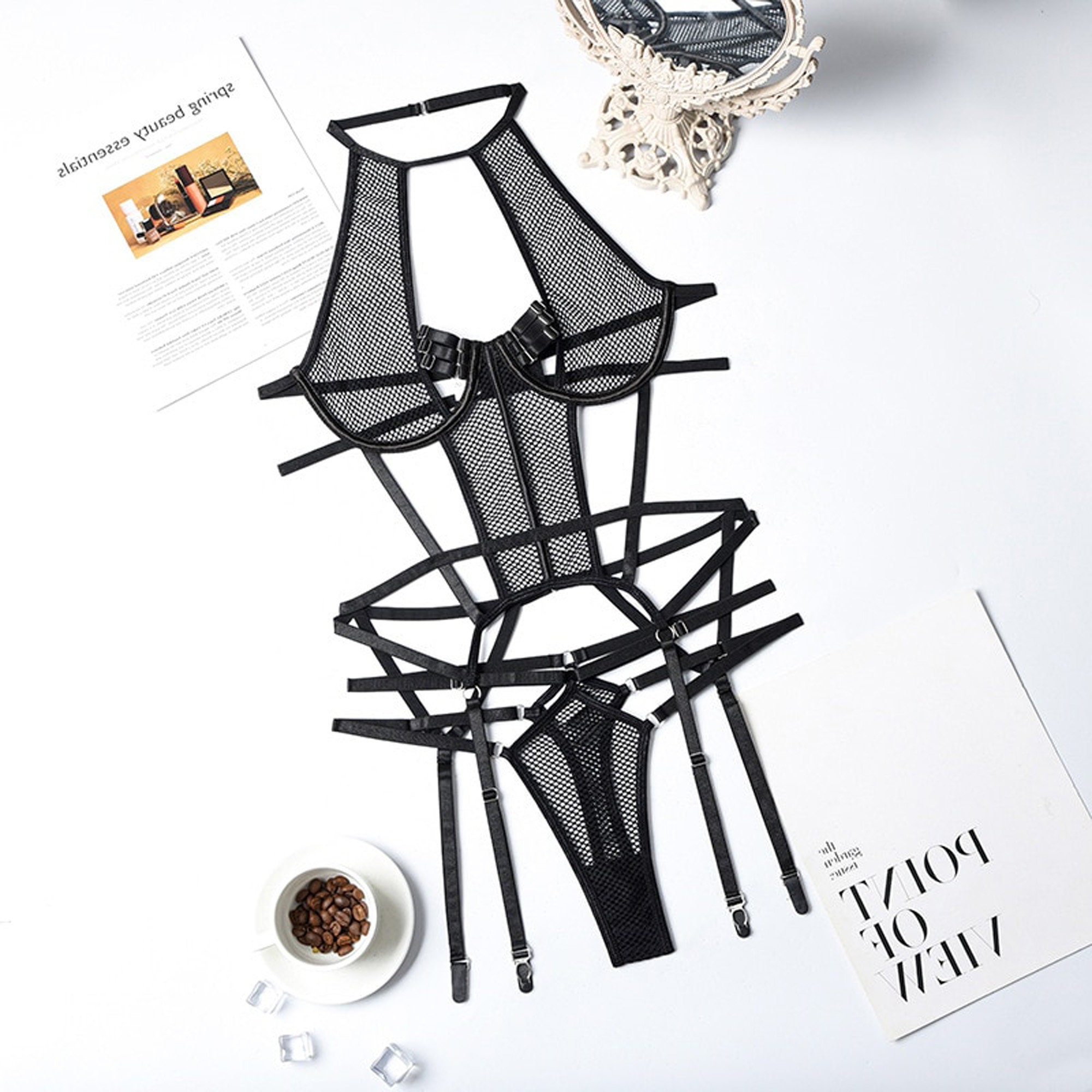 Black Mesh Bodysuit Dominatrix Lingerie Fetish Wear for Etsy