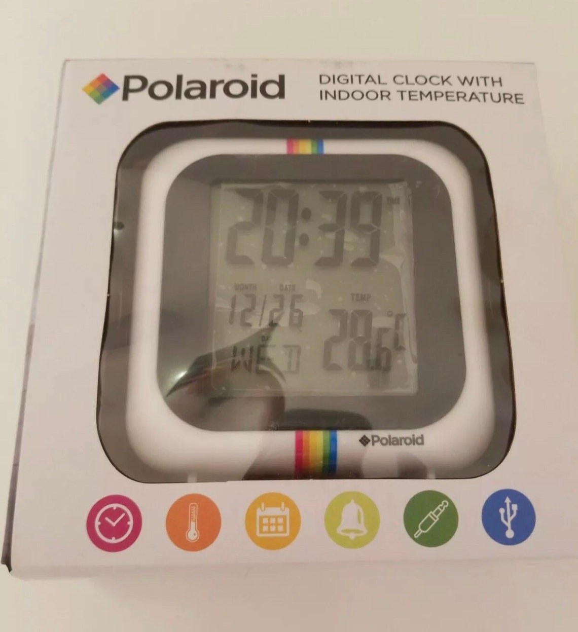 Polaroid Digital Clock w/ Alarm & Indoor Temperature/ White w/ Etsy