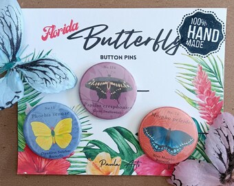 Florida Butterflies 1.45 Inch Button Pins