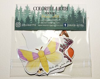 Colorful Moth Vinyl Stickers