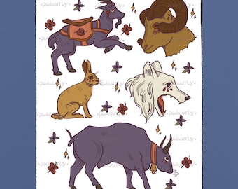 Folk Animals | Original Borderless Art Print