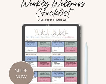 Ultimate Digital Wellness Checklist: Daily Self-Care Tracker, Weekly Planner, Mental Health Journal-PDF Printable Women's Wellness Routine