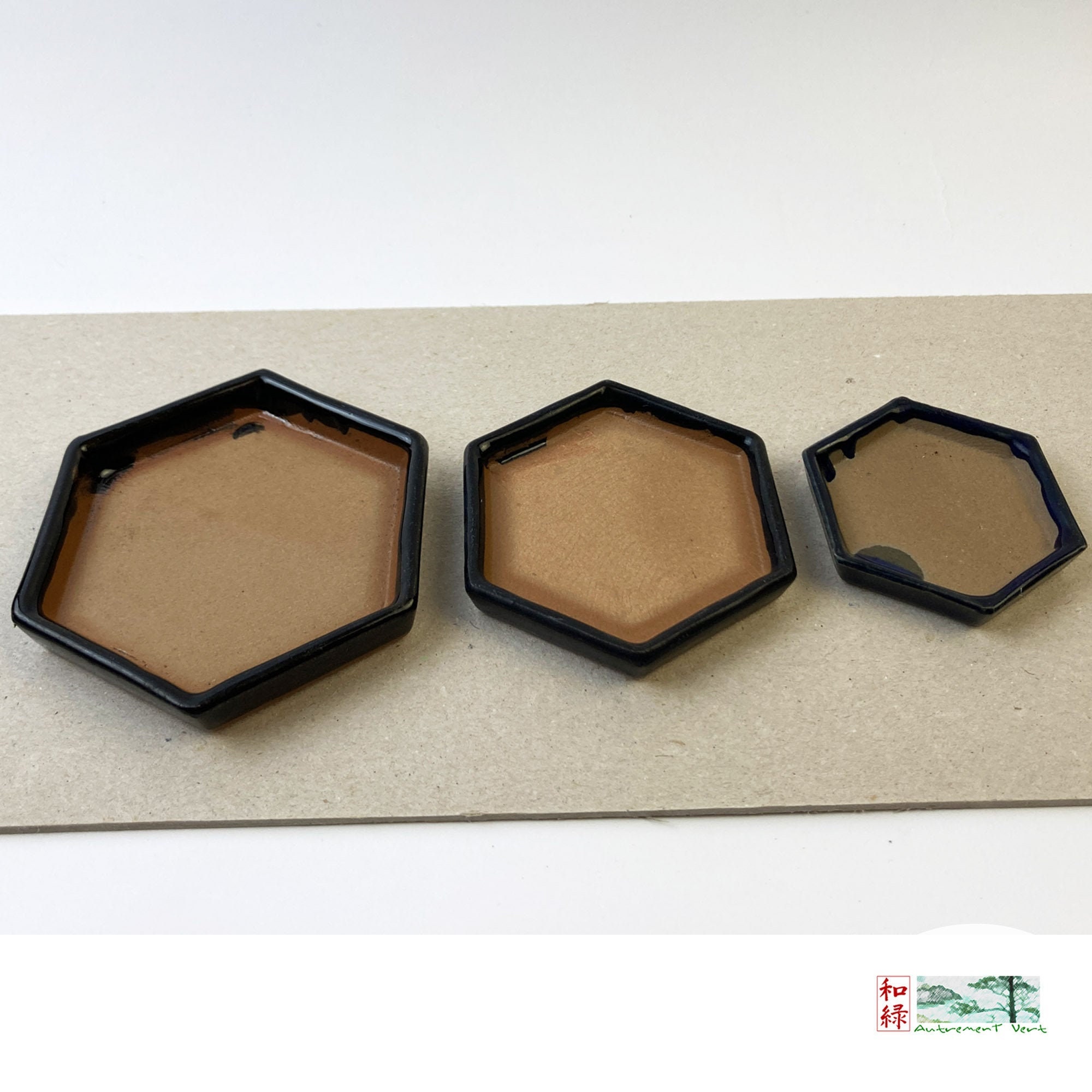 Coupelle Poterie Japonaise Ancienne - Émail Noir Pour Kusamono Kokedama Cactus Penjing