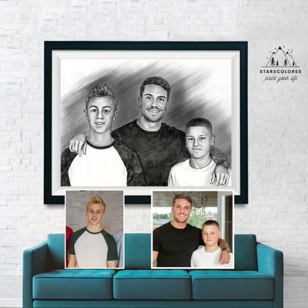 Custom Family Portrait, Personalized Family Print, Family Portrait illustration, Family Portrait from Photo, Family Print, Family gift