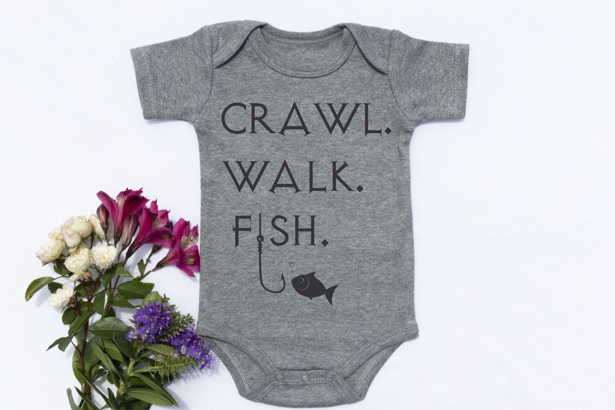 Crawl Walk Fish Onesie® Fishing Baby Bodysuit Fishing Gear Etsy
