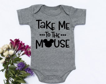 Take Me to the Mouse, Vacation Onesie®, Baby Announcement Bodysuit, Baby Reveal, Baby Shower Gift Idea, Amusement Park Photo Prop