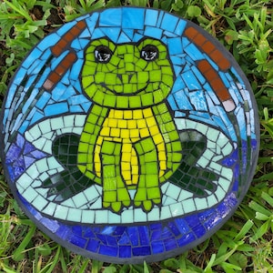 Happy Frog Mosaic Garden Stone