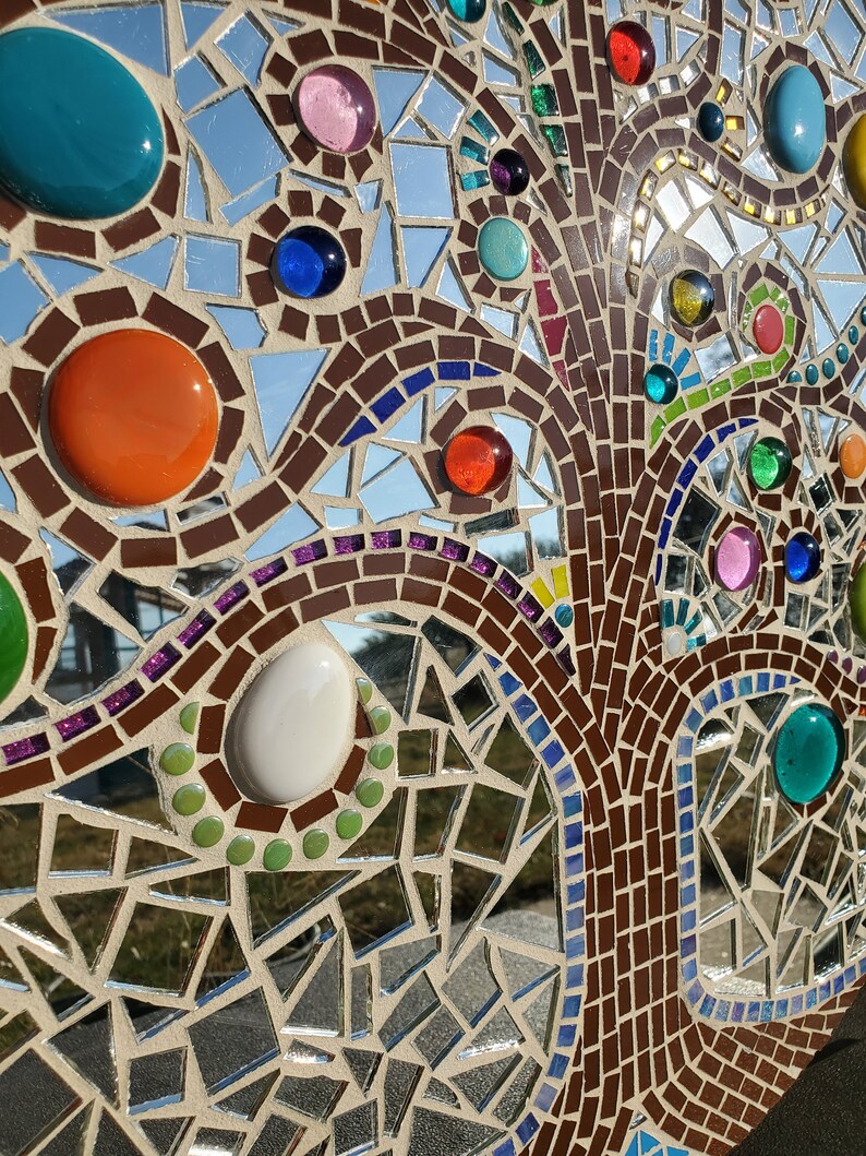 20 Colorful Mosaic Tree of Life Round Wall Hanging Shelf Etsy