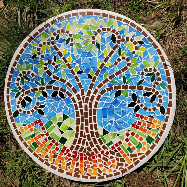 14" Personalized Customizable Tree of Life Mosaic Garden Stepping Stone