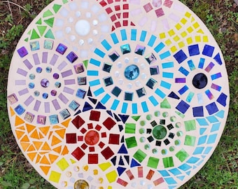 Rainbow of Colors Mosaic Garden Stone