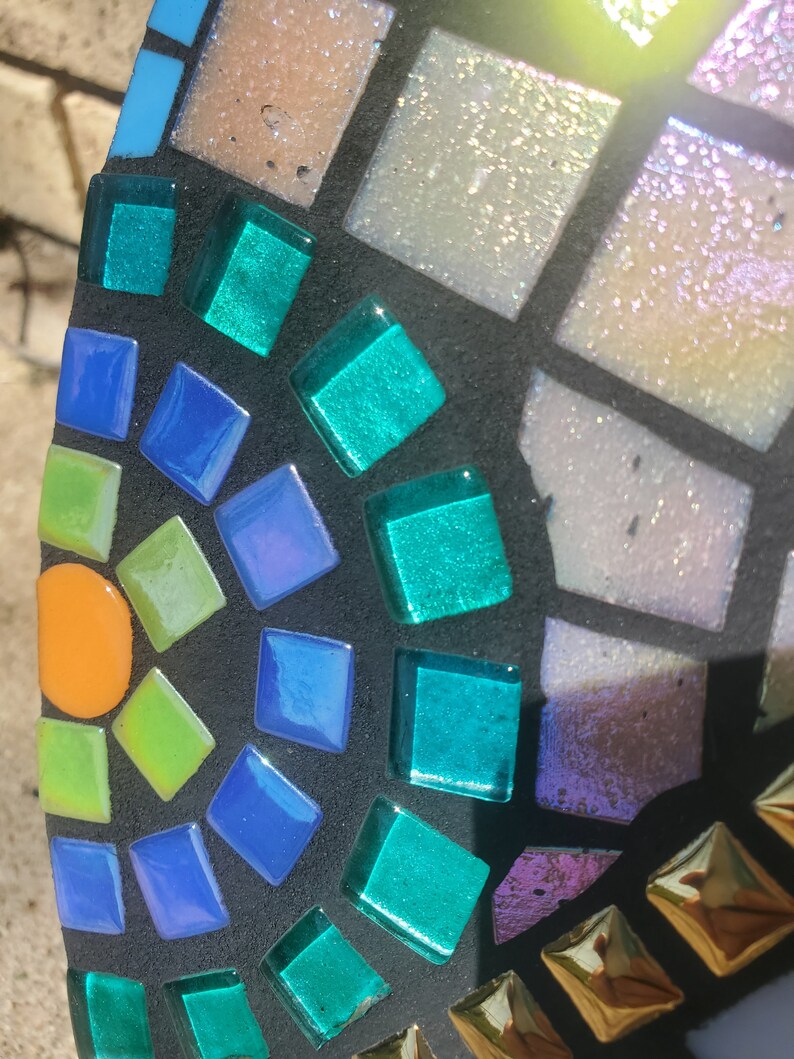 Round Colorful Mosaic Garden Stepping Stone Etsy