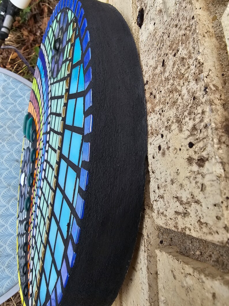 Round Colorful Mosaic Garden Stone - Etsy