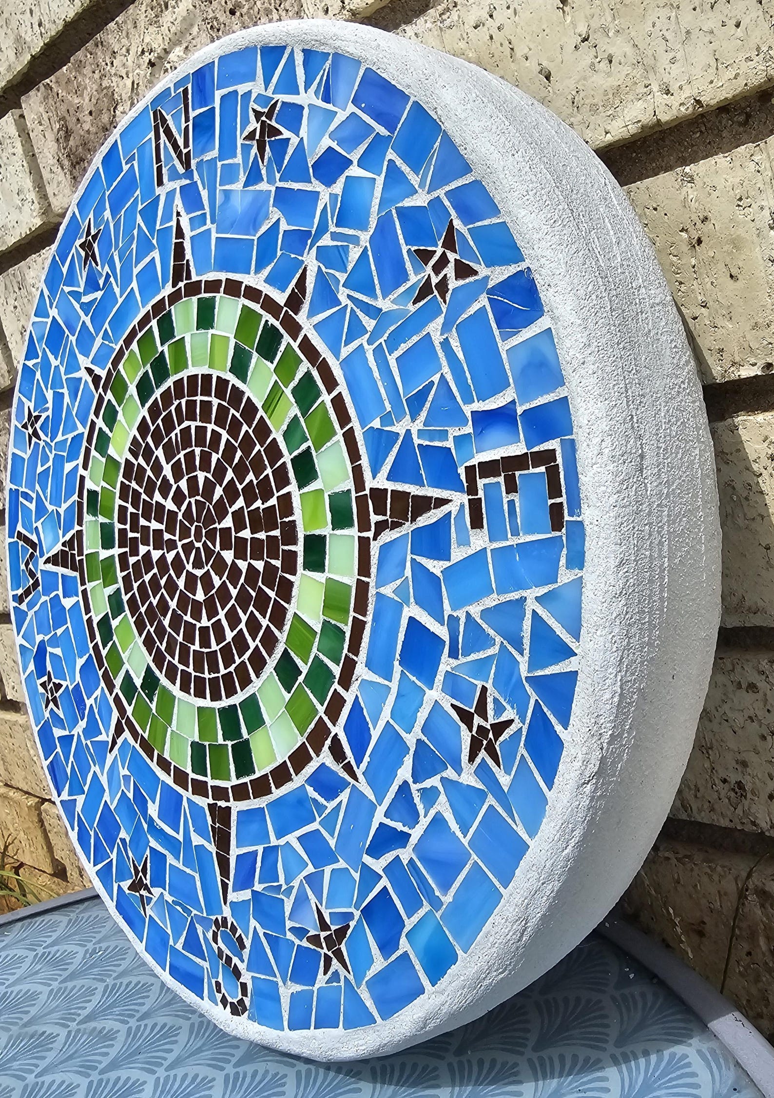Customizable Compass Mosaic Garden Stone - Etsy