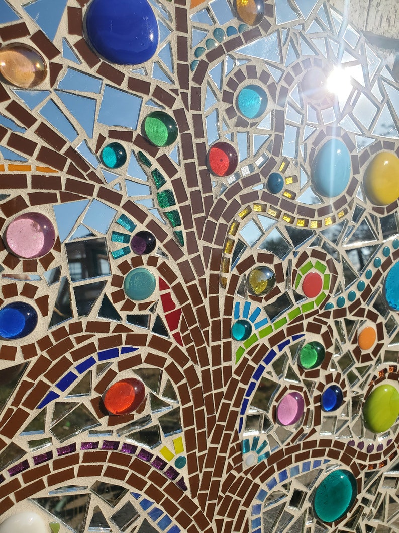 20 Colorful Mosaic Tree of Life Round Wall Hanging Shelf Etsy