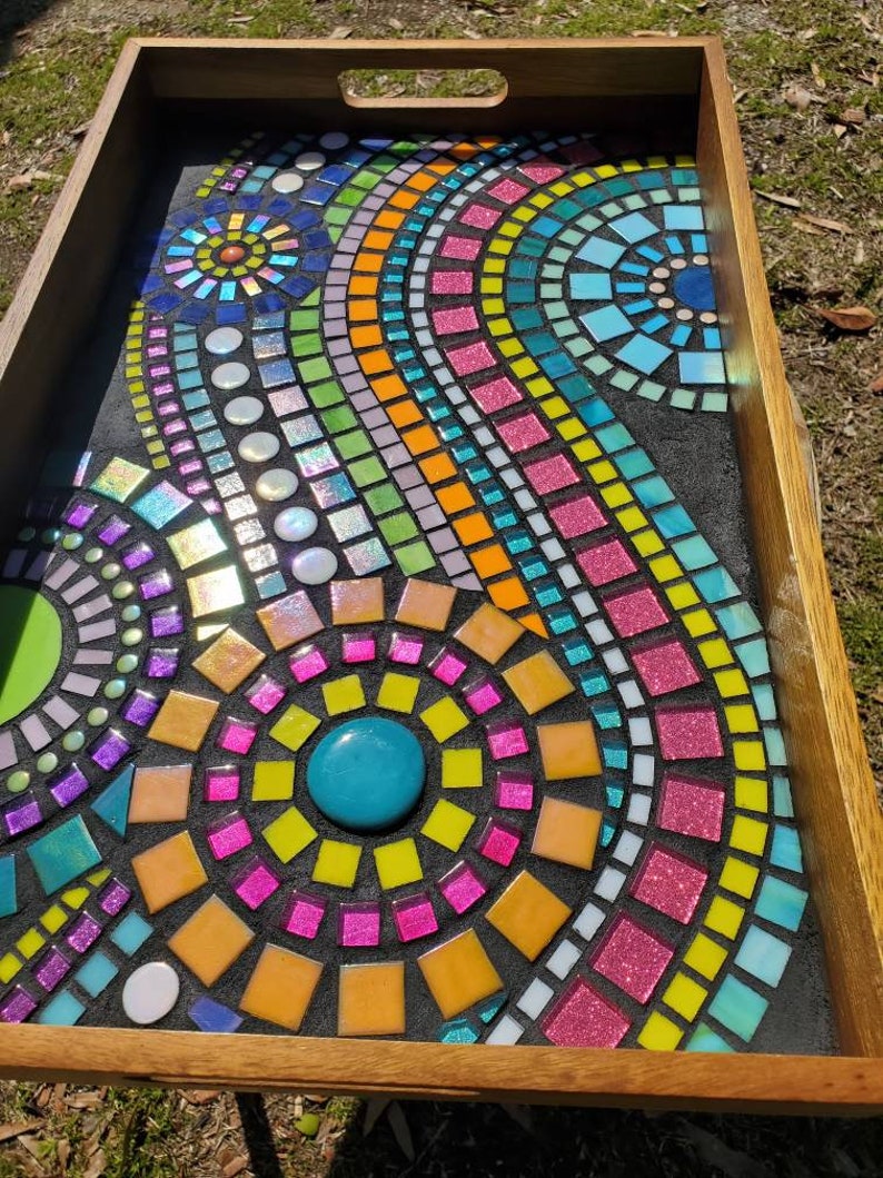 Colorful Mosaic Decorative Serving Tray Etsy