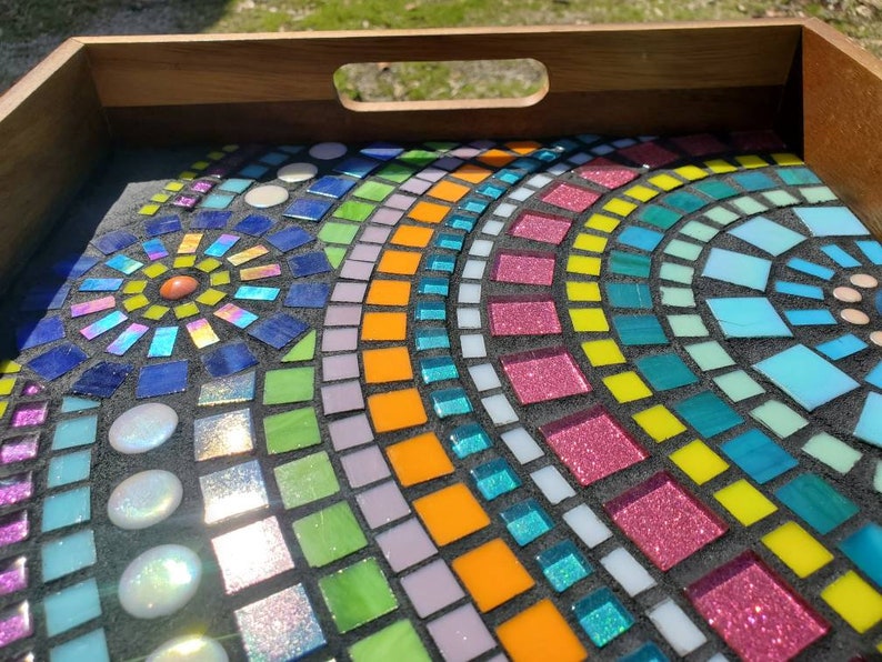 Colorful Mosaic Decorative Serving Tray Etsy