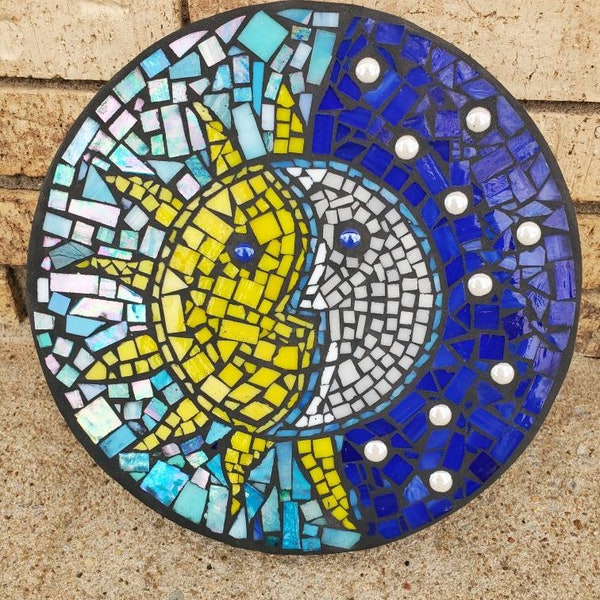 12" Sun and Moon Mosaic Garden Stepping Stone