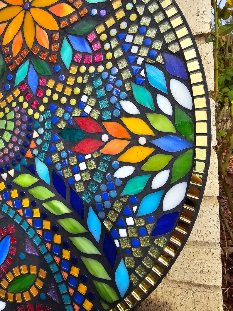 20 Colorful Mosaic Round Wall Hanging Shelf Art Customizable Etsy