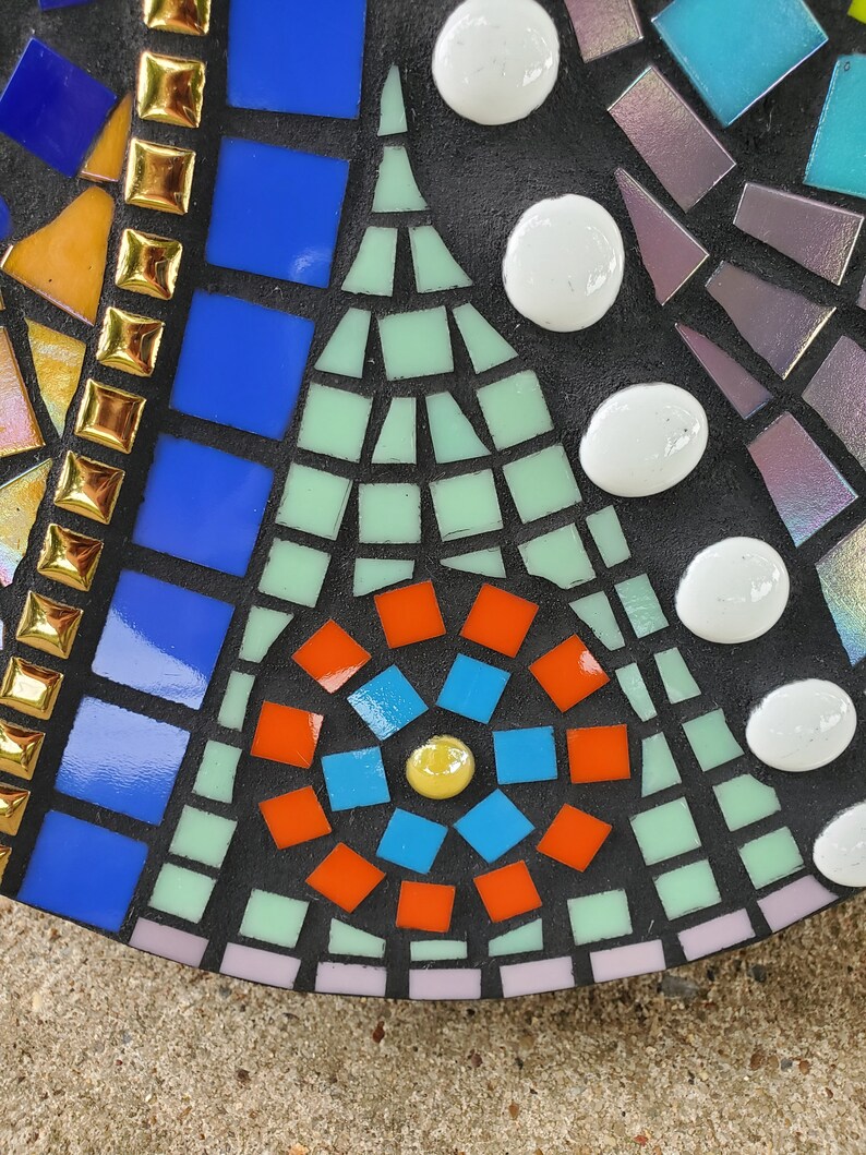 Round Colorful Mosaic Garden Stepping Stone Etsy