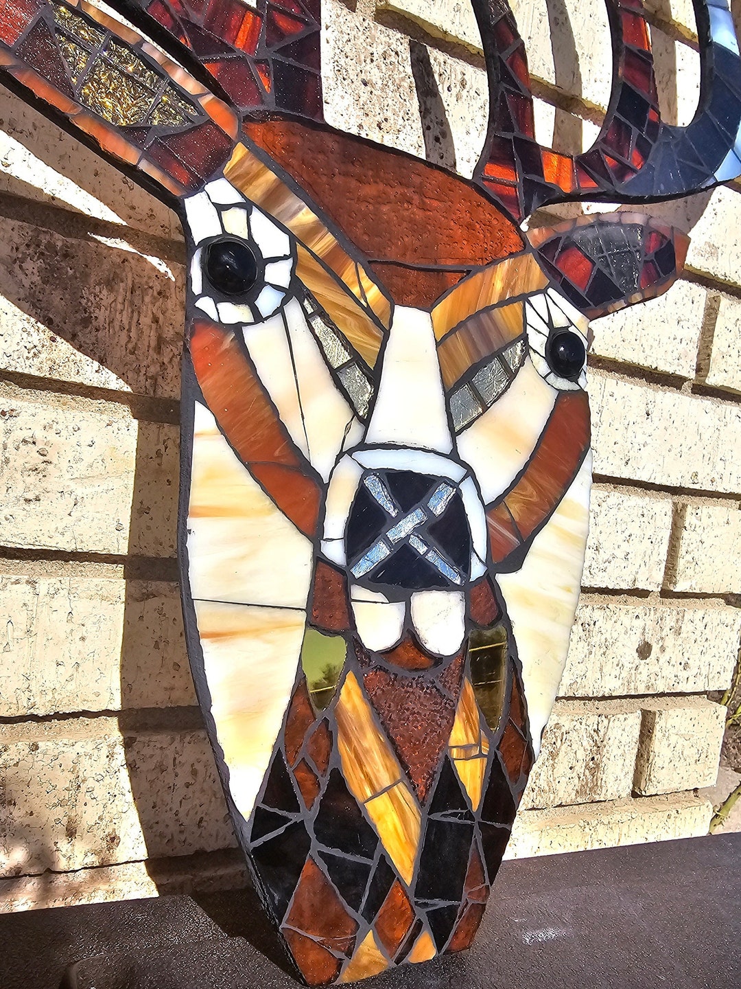 Mosaic Deer Head Stag Wall Hanging Shelf Art Customizable Etsy