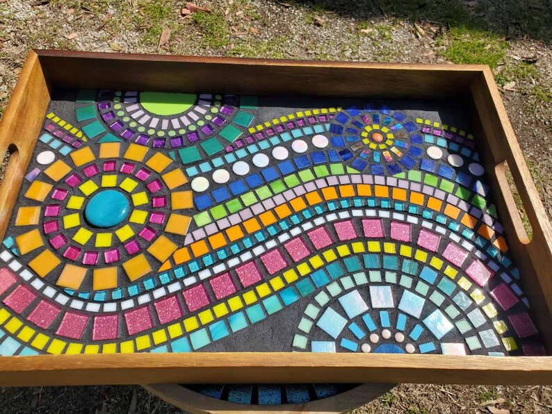 Colorful Mosaic Decorative Serving Tray Etsy