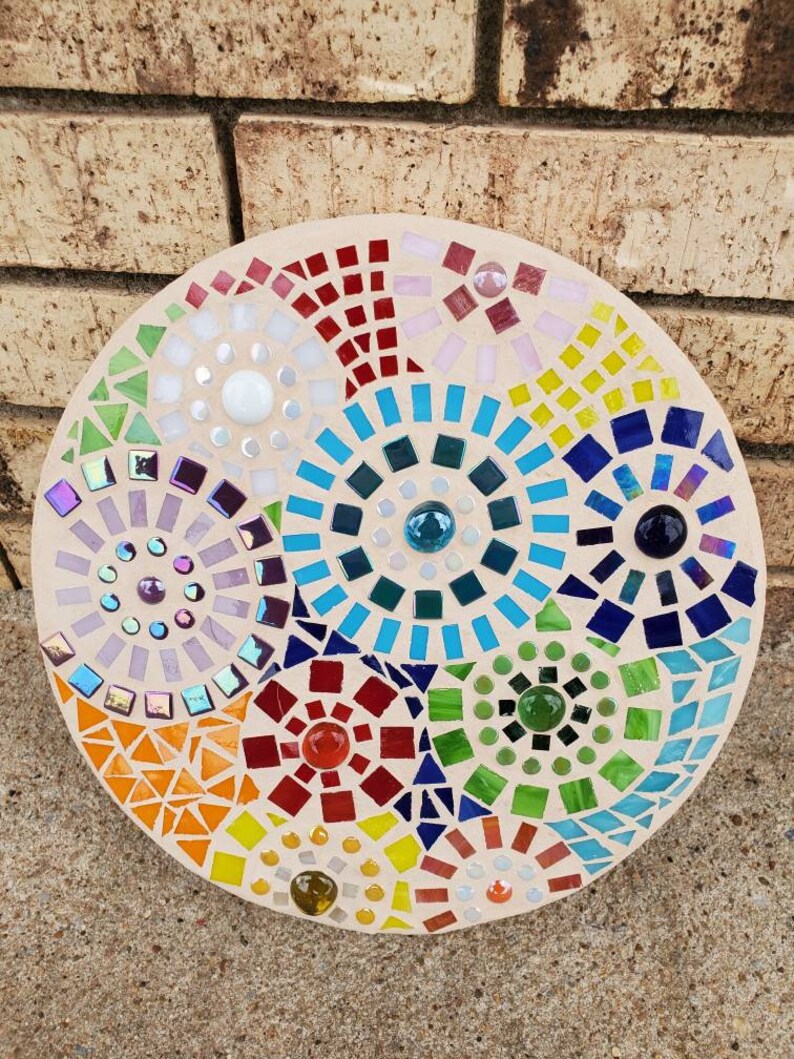 Rainbow of Colors Mosaic Garden Stepping Stone Etsy