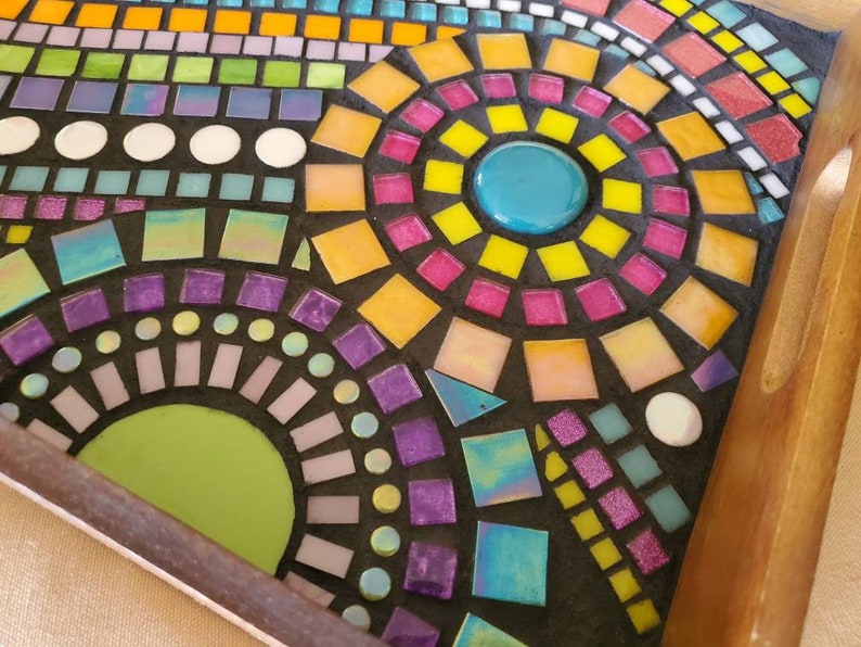 Colorful Mosaic Decorative Serving Tray Etsy