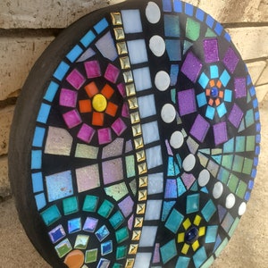 Round Colorful Mosaic Garden Stepping Stone