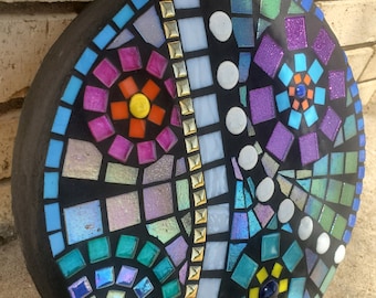 Round Colorful Mosaic Garden Stone