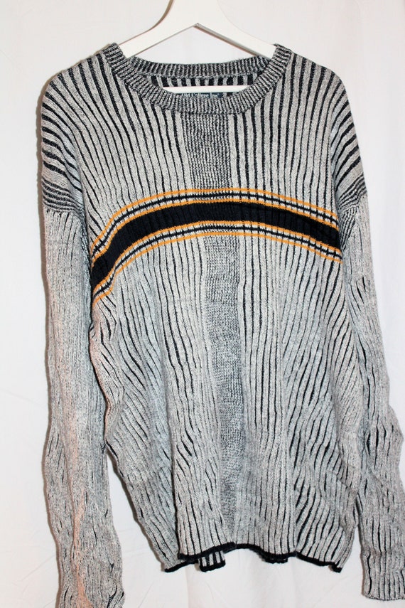 Vintage 1980's Oversized Gray Patterned Rib Knit G