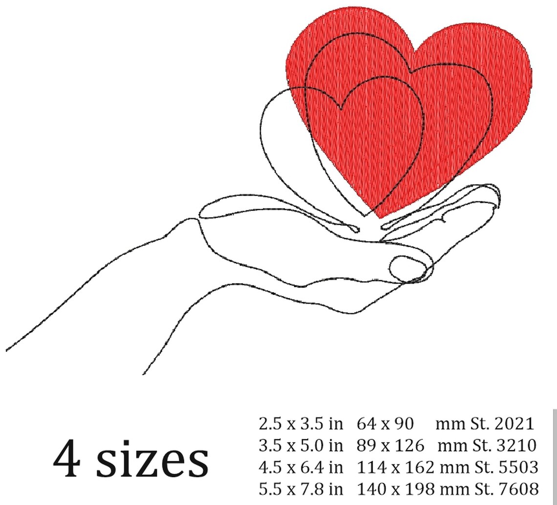 Heart in hands machine embroidery design 4 sizes . Etsy
