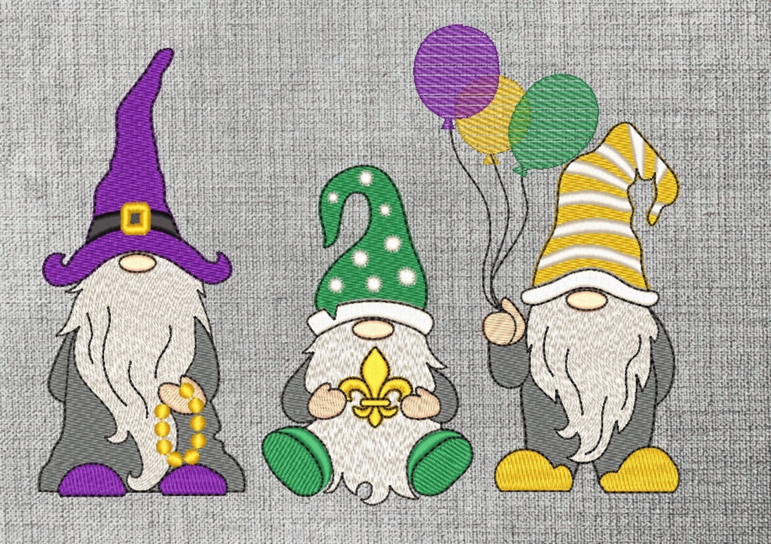 Mardi gras gnomes embroidery design 3 sizes instant download  etsy Mardi gras gnomes embroidery design 3 sizes instant download  etsy