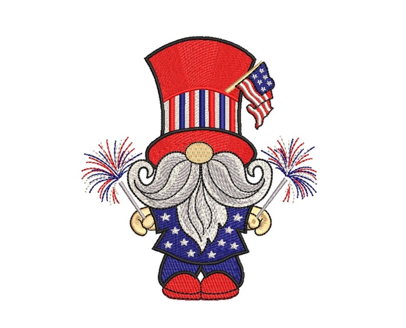 Amercian gnome embroidery designs 4th of july gnomes  etsy Amercian gnome embroidery designs 4th of july gnomes  etsy