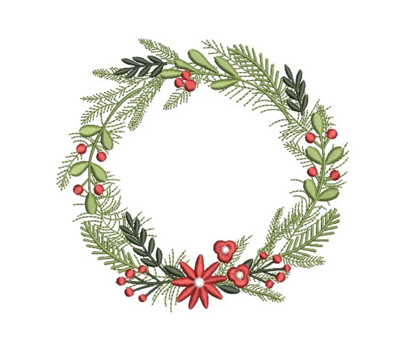 Christmas wreath Machine Embroidery Design Holiday Embroidery Etsy
