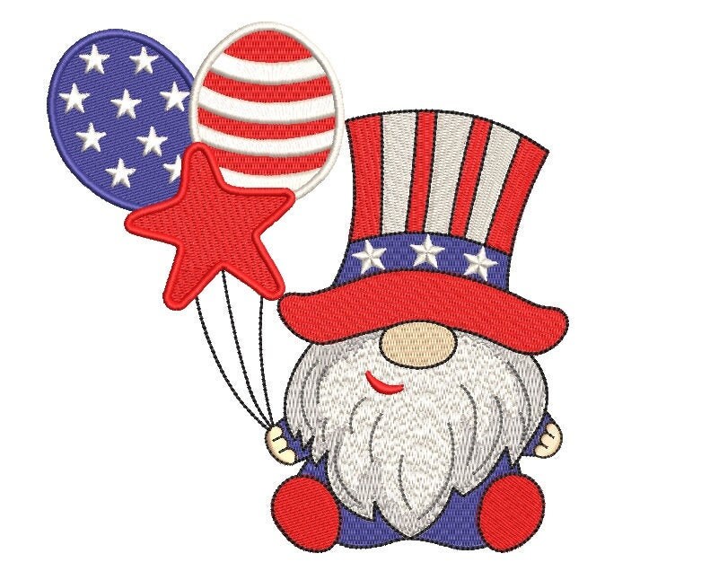 Patriotic american gnome embroidery design usa independence  etsy