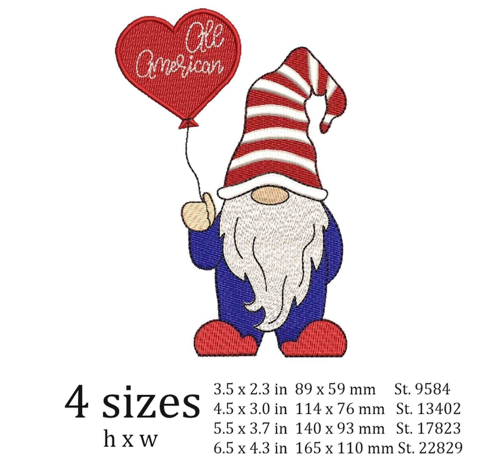 Amercian gnome embroidery designs 4th of july gnomes  etsy