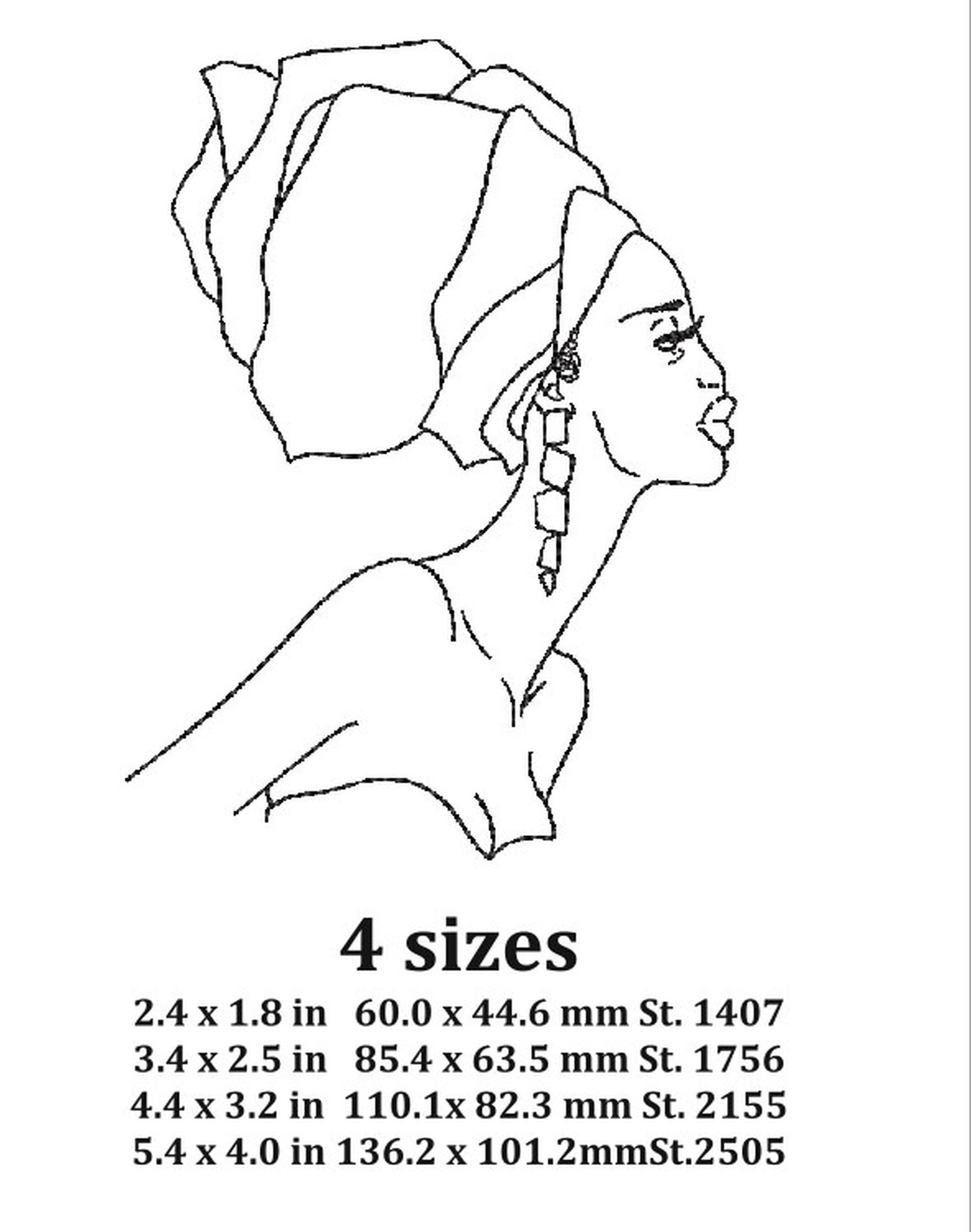 African machine woman face embroidery design 4 sizes  etsy