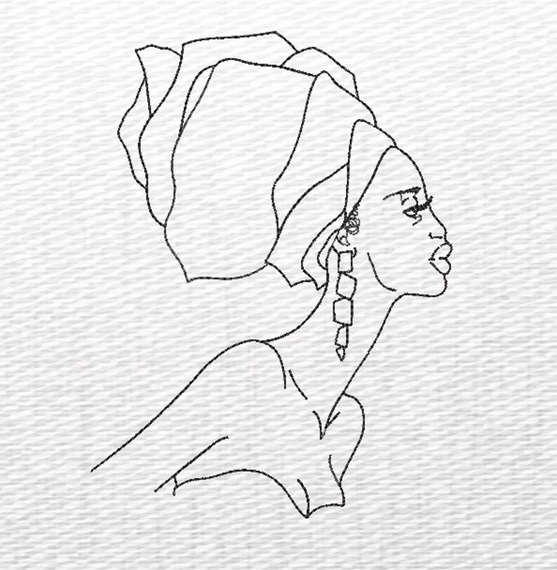 African woman face machine embroidery design 4 sizes  etsy