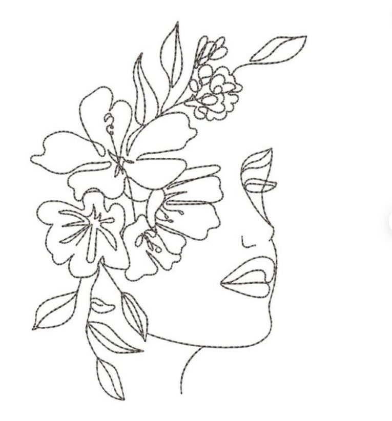 Face with Flowers Embroidery Design Women Embroidery File 5 | Etsy